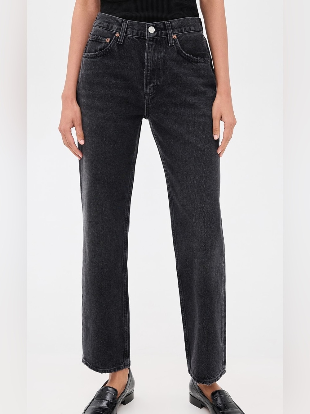 AGOLDE 90's Pinch Waist High Rise Straight Jeans in Crushed - Size 25
